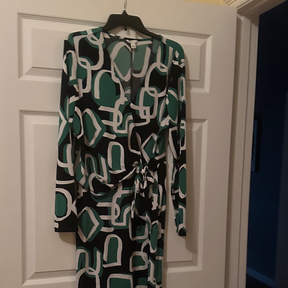 Cato Green and Black Abstract Long Sleeve Dress - LG 
NWOT
